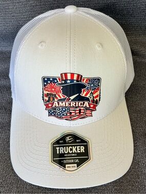 Donald Trump America 250 Trucker Hat – Patriotic Fireworks Adjustable Mesh Back